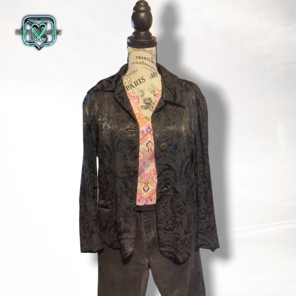 Vintage Chico's Gothic Damask Business Casual Blazer, Size 2 - Picture 7 of 9